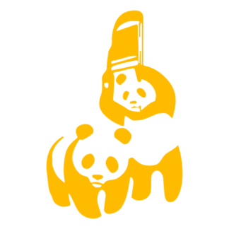 Funny Panda Fight Decal (Yellow)